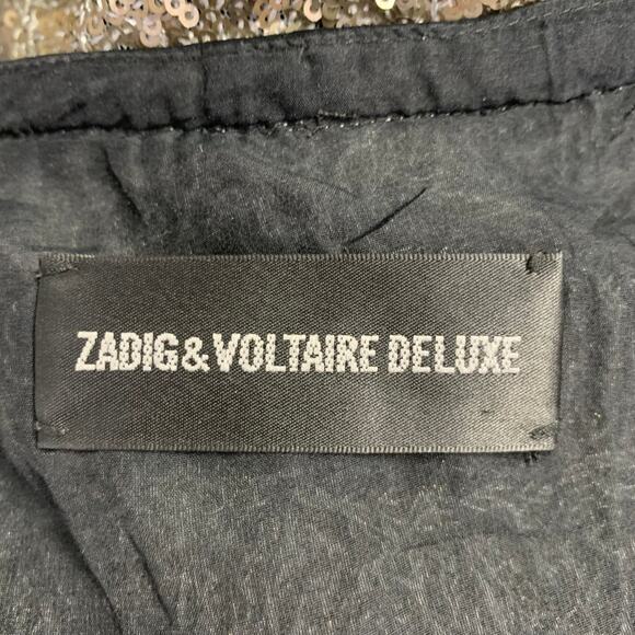 ZADIG & VOLTAIRE DELUXESize S Silver Black Nylon Spaghetti Straps Cocktail Dress - Picture 6 of 8